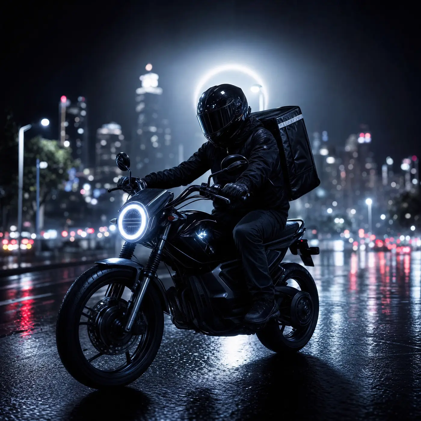 Repartidor de Ruta 618 en ruta nocturna